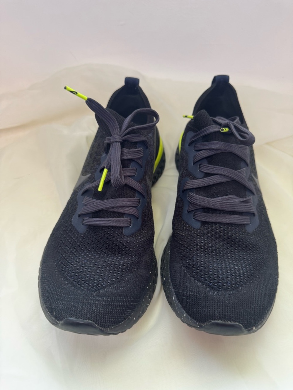 Nike Black Knit Sneakers with Neon Yellow Accents
